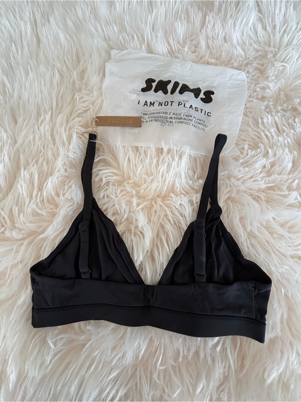 SKIMS Black Triangle Bralette with Adjustable Straps